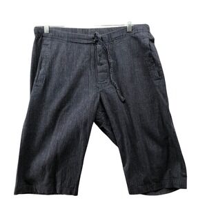 GU (Uniqlo) Lightweight Cotton Bermuda Shorts Mens M Pinstriped Navy Pull On
